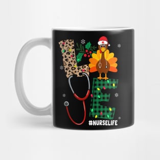 Leopard Plaid Christmas Nurse Life Thanksgiving Turkey Xmas Mug